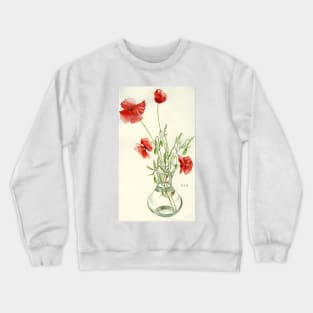 Red Poppies in Vase watercolour painting Crewneck Sweatshirt